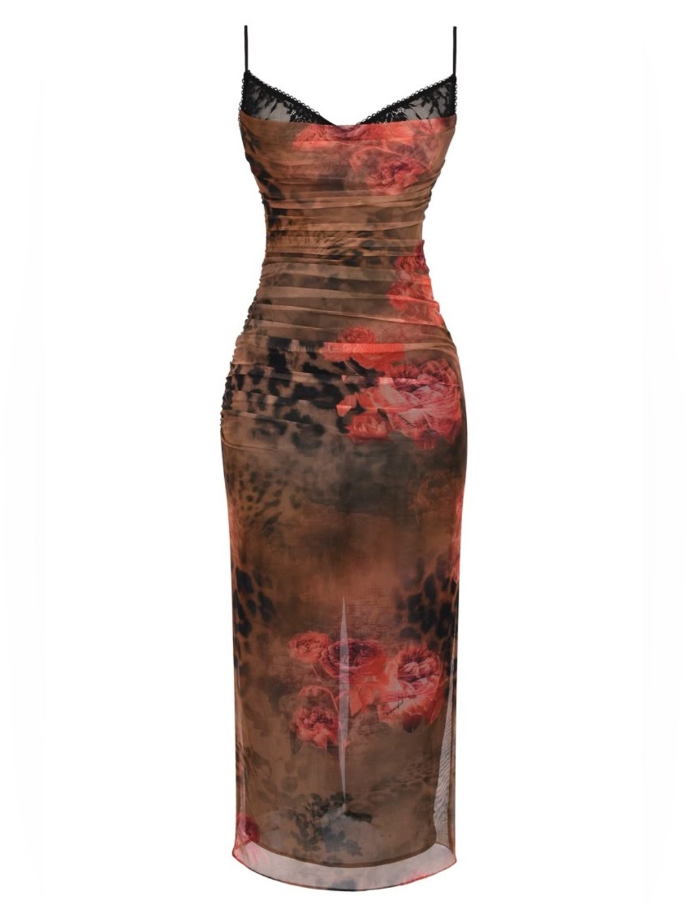 HOUSE OF CB Nalini Floral Mesh Corset Cocktail Dress Size Medium